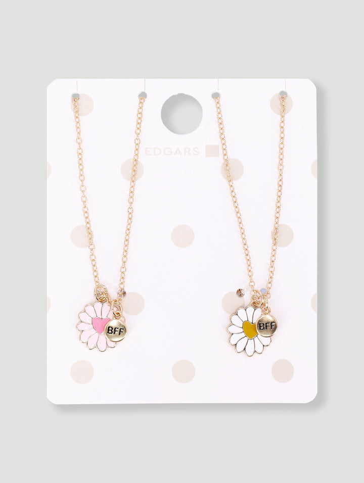 Pre-Girls Flower Best Friends Necklaces - Gold