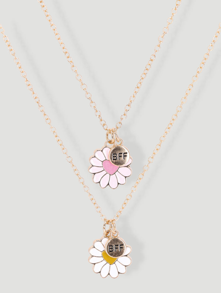 Pre-Girls Flower Best Friends Necklaces - Gold