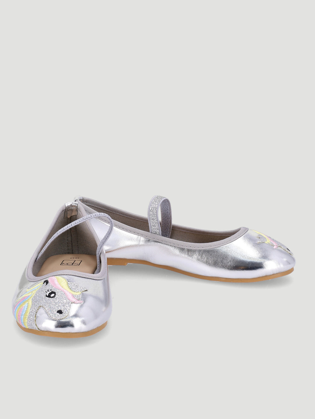 Girls Embroidered Unicorn Pump - Silver