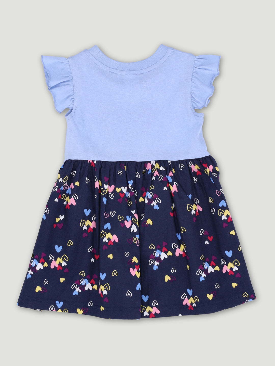 Baby Girls Hearts Combo Dress - Navy