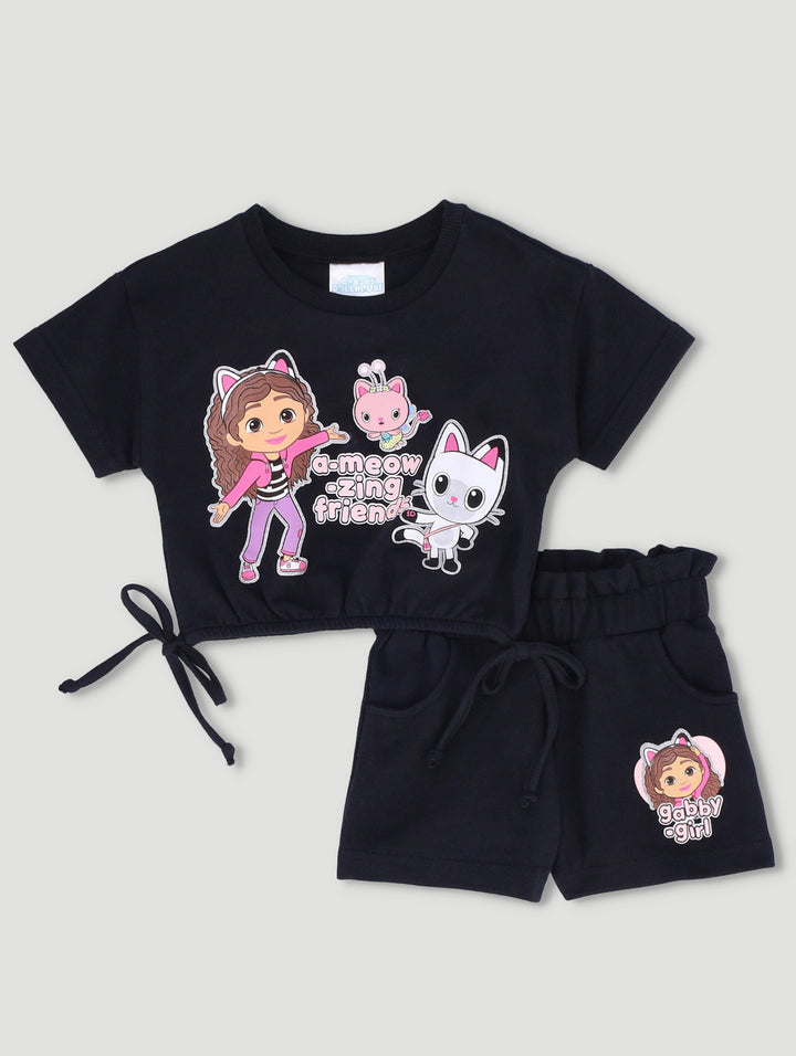 Pre-Girls Gaby & Doll House Tee & Short Set - Black