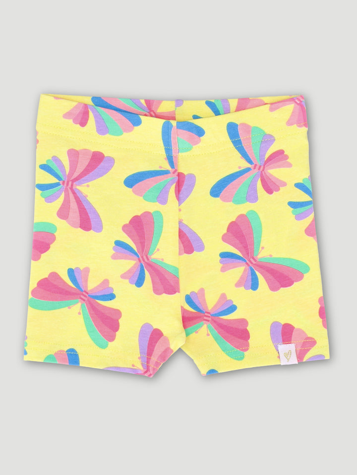 Pre-Girls Butterfly Print Cycle Short  - Yellow