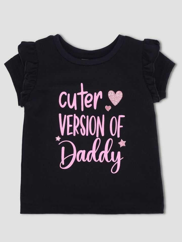 Baby Girls Cuter Version Of Daddy Tee - Black