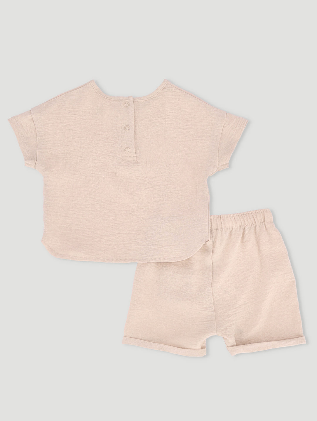 Baby Boys Crinkle Cotton Set - Stone