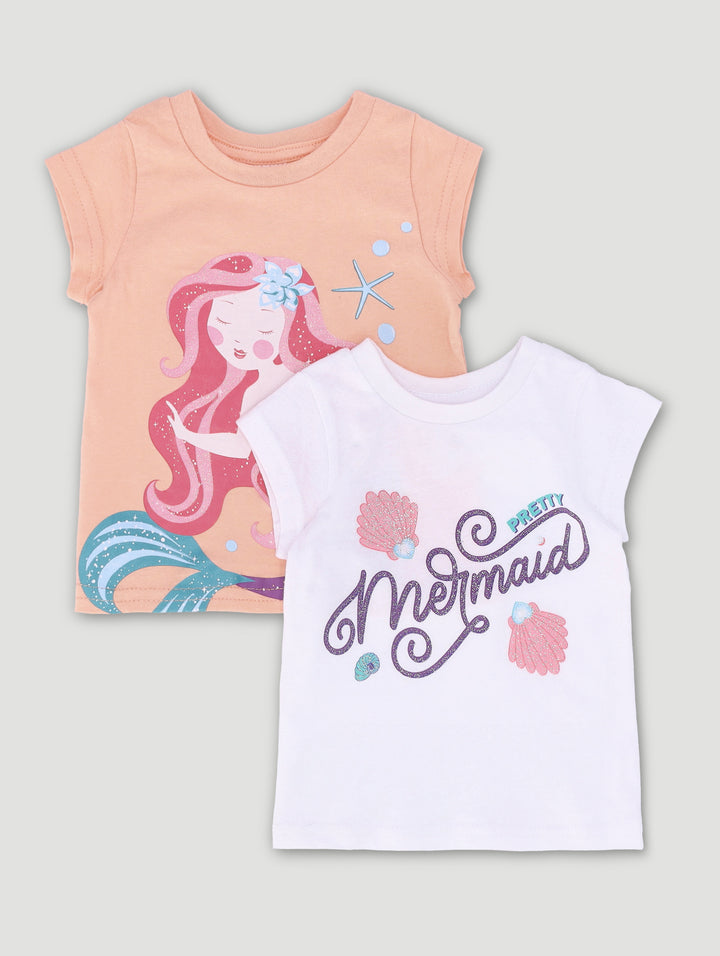 Baby Girls 2 Pack Under The Sea & Mermaid Tees