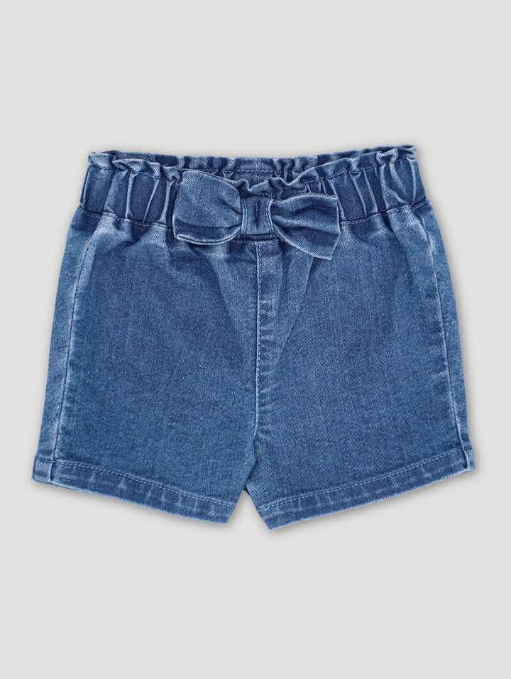 Baby Girls Bow Denim Short - Denim