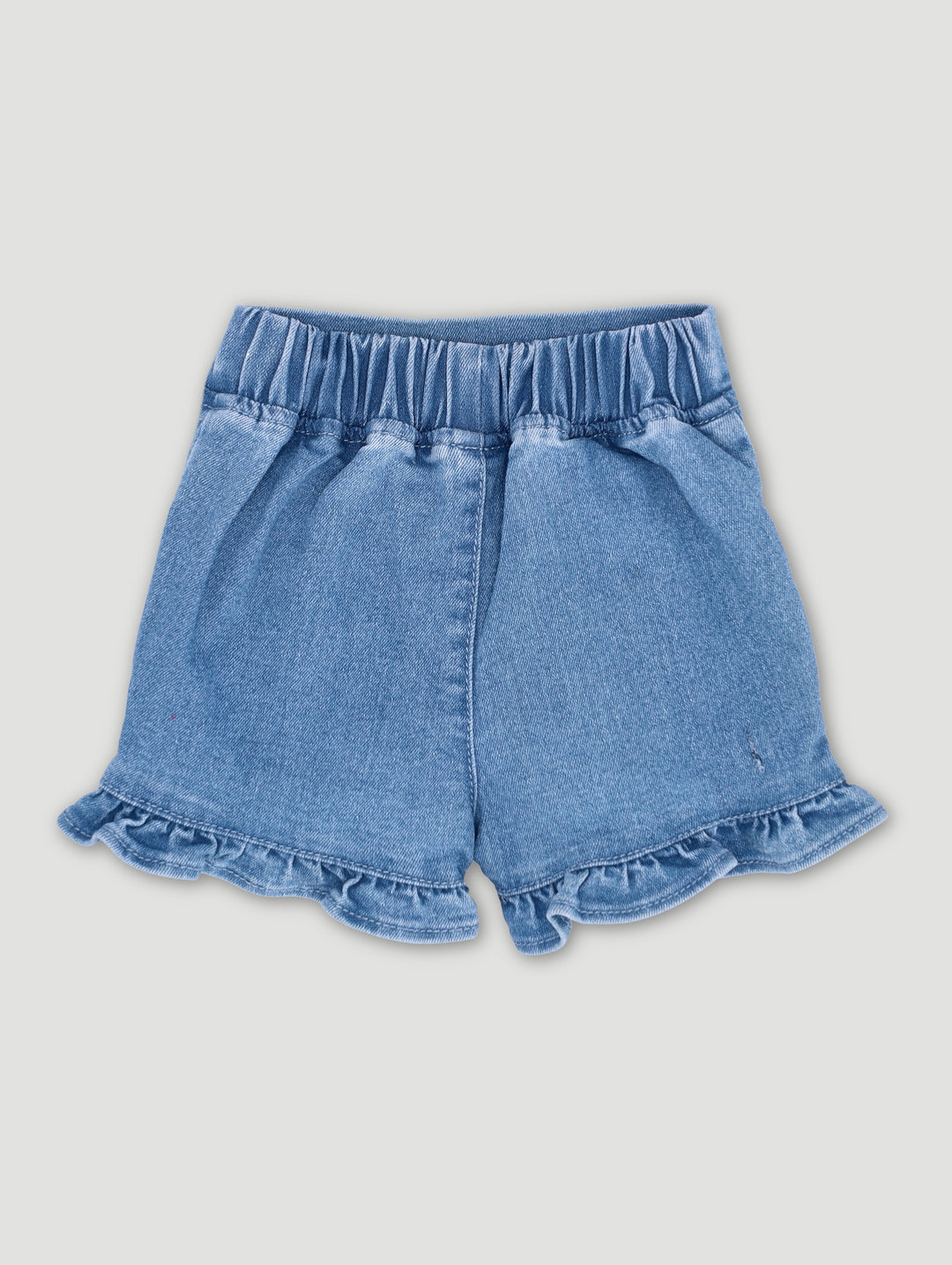 Baby Girls Frill Denim Short - Denim