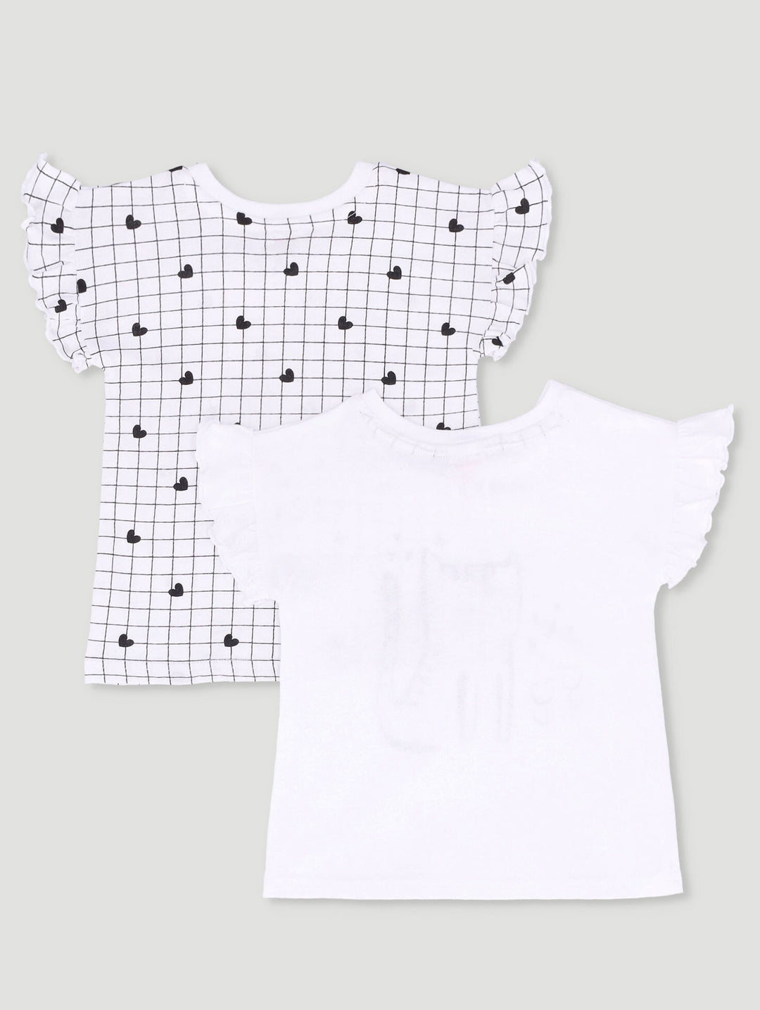 Baby Girls 2 Pack Cat & Heart Tees - Black