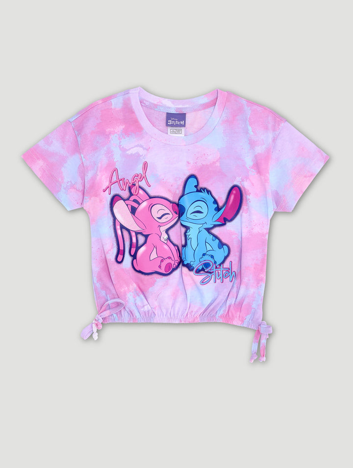 Pre-Girls Lilo & Stitch Boxy Tie Dye Crop Tee - Pink