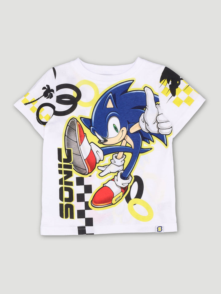 Pre-Boys Sonic Print Tee - White