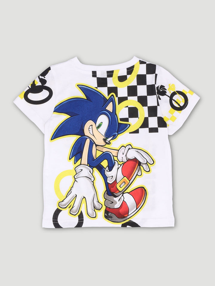 Pre-Boys Sonic Print Tee - White