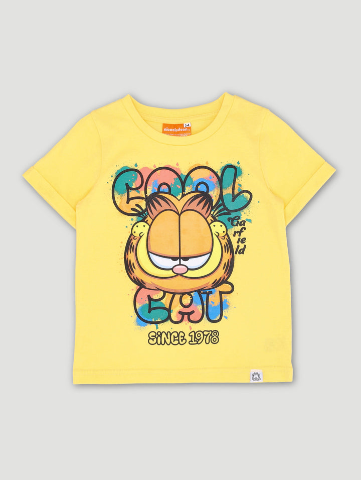 Pre-Boys Garfield Graffiti Tee - Yellow