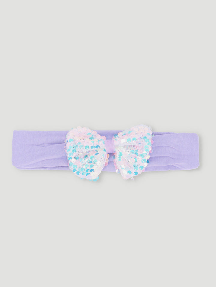 Pre-Girls Bow Sequin Headband - Purple