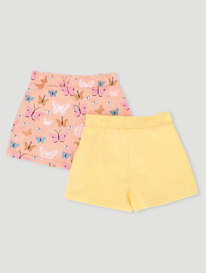 Baby Girls 2 Pack Butterfly Shorts - Peach