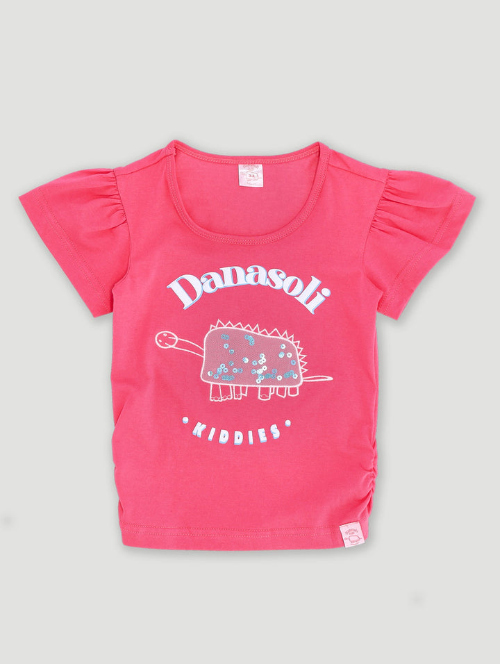 Pre-Girlsfrill Applique Tee - Coral