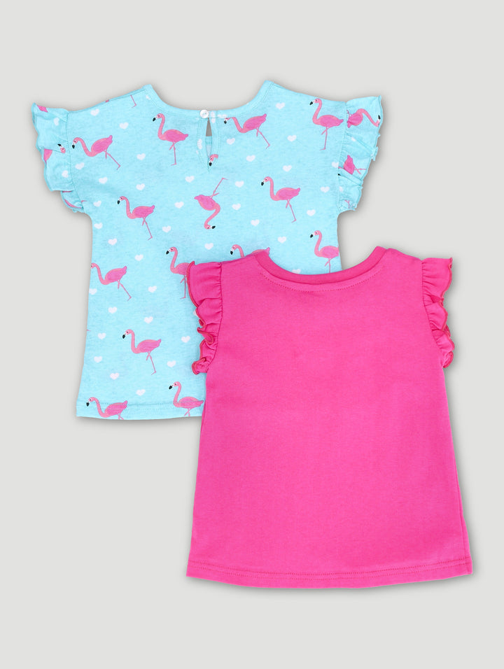 Baby Girls 2 Pack Flamingo Tees - Pink