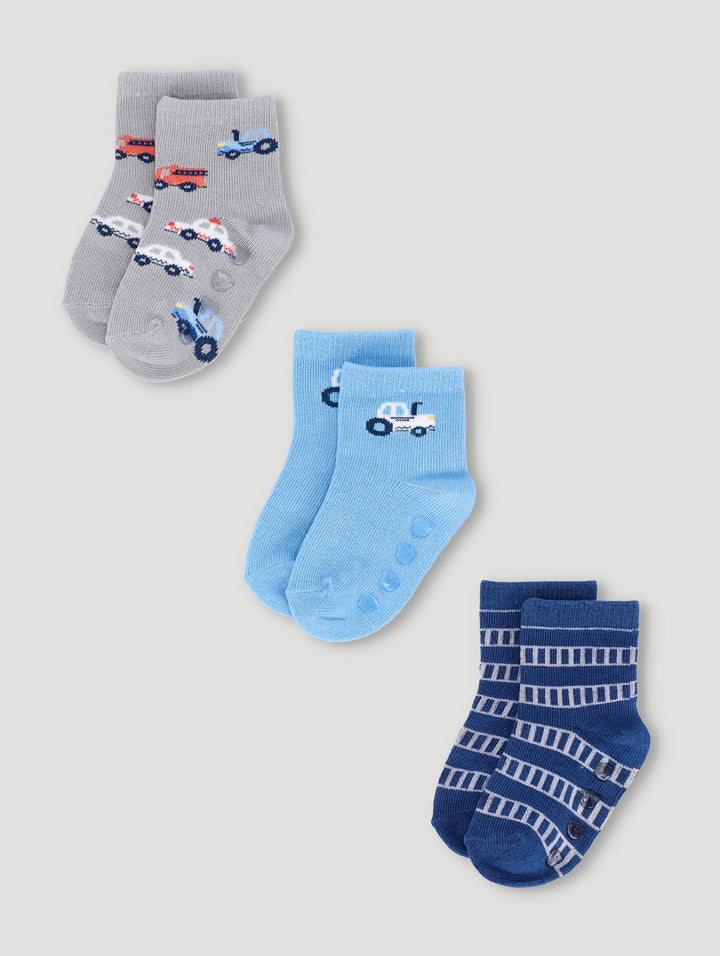 Baby Boys Cars Cotton Socks - Navy