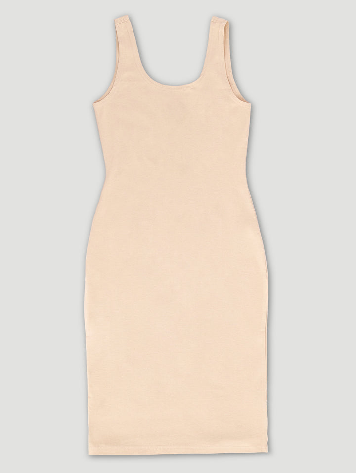 Girls Sleeveless Midi Bodycon Dress - Stone