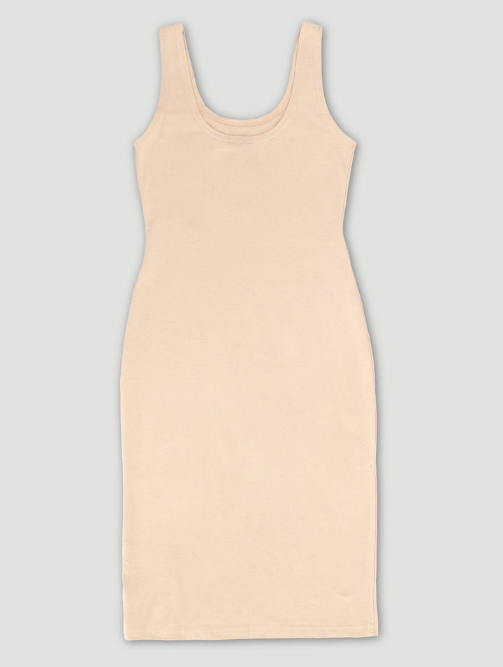 Girls Sleeveless Midi Bodycon Dress - Stone