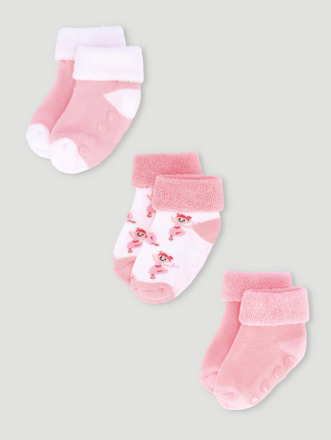 Baby Girls 3  Pack Ballerina Towelling Socks - Cream