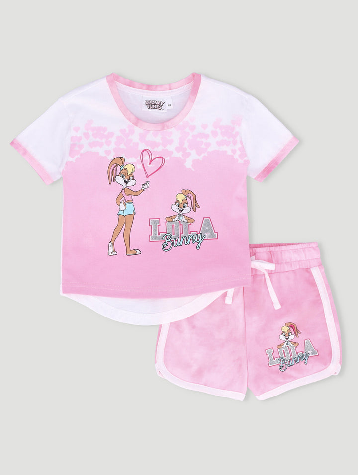 Pre-Girls Lola Bunny Set Ringer & Jogger - Pink