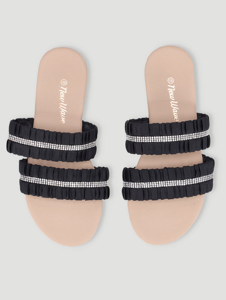 Girls Ruched Sandal - Black