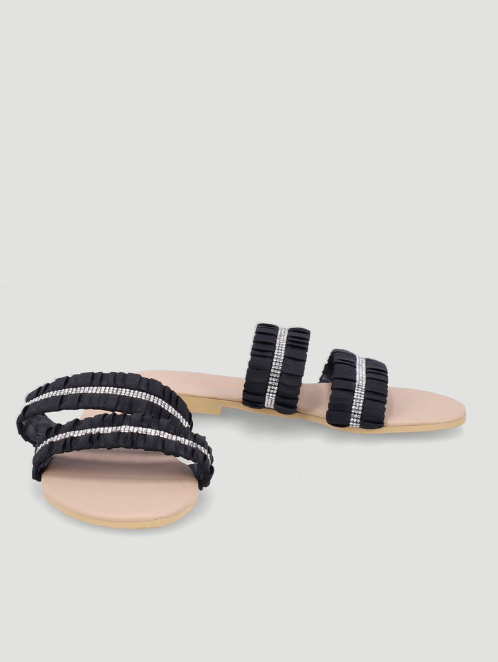 Girls Ruched Sandal - Black