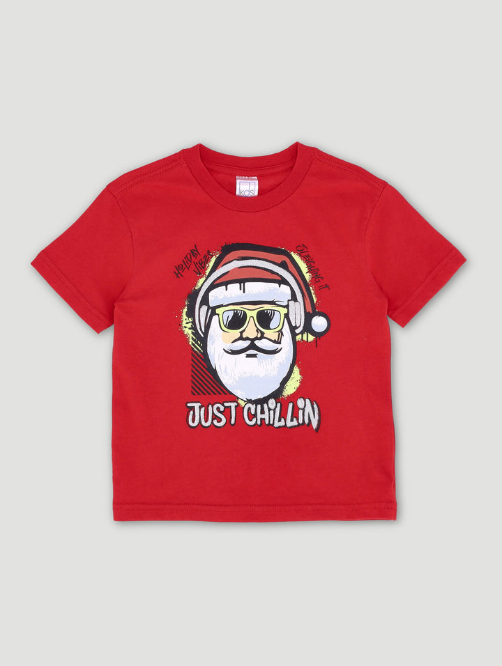 Pre-Boys Santa Dj Foil Tee - Red