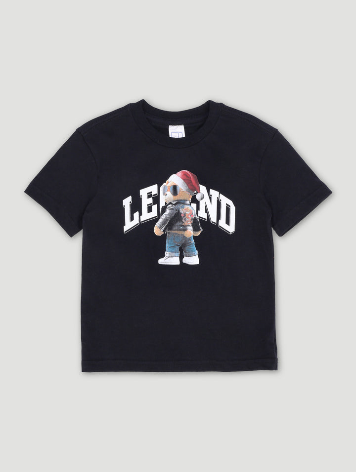 Pre-Boys Christmas Teddy Tee - Black