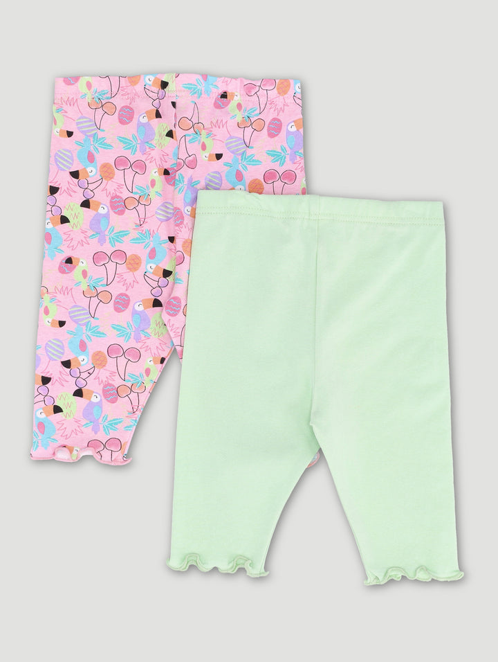 Baby Girls 2 Pack Tropical Leggings - Lilac/Lime