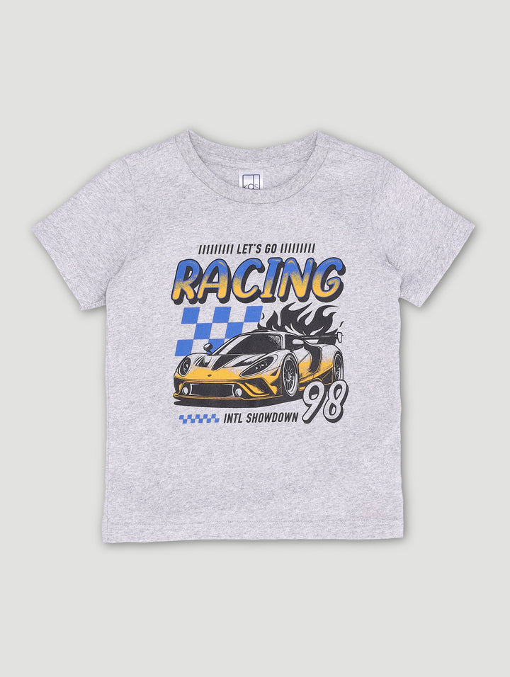 Pre-Boys Race Car Tee - Grey Melange