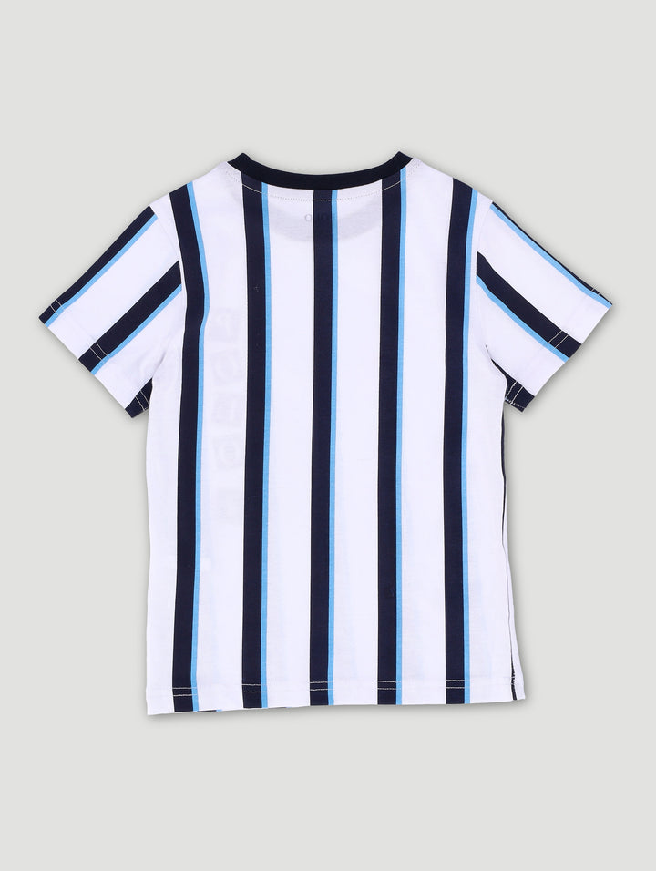 Pre-Boys Liam Stripe Tee - Navy