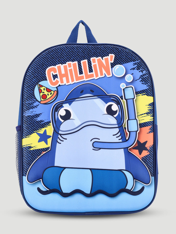 Pre-Boys Shark Debossed Backpack - Blue