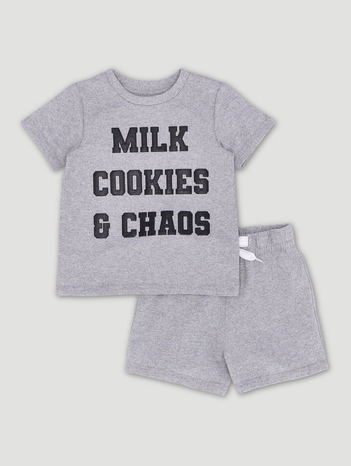 Baby Boys Milk Cookies And Chaos Set - Light Grey