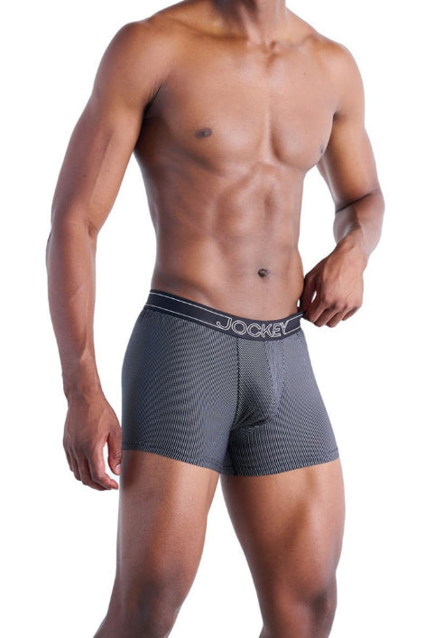 Single Ripple Effect Stripe Nylon Stretch Pouch Trunk - Black