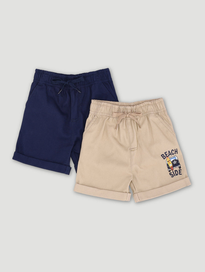 Baby Boys 2 Pack Twill Shorts - Navy/Stone