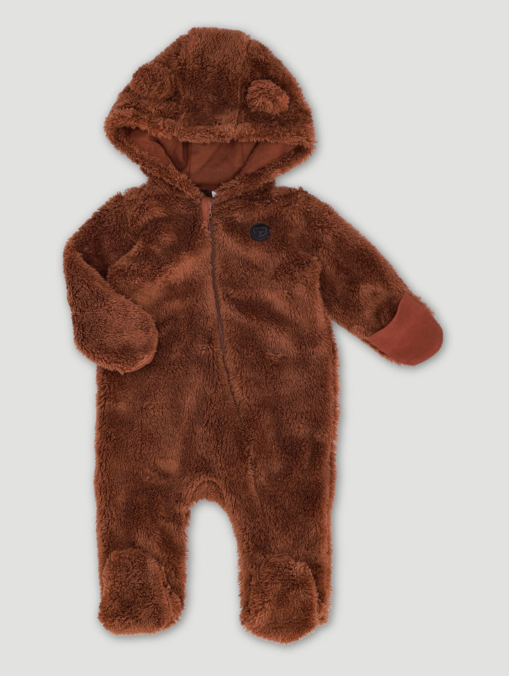 Baby Boys Shaggy Sleepsuit - Dark Brown