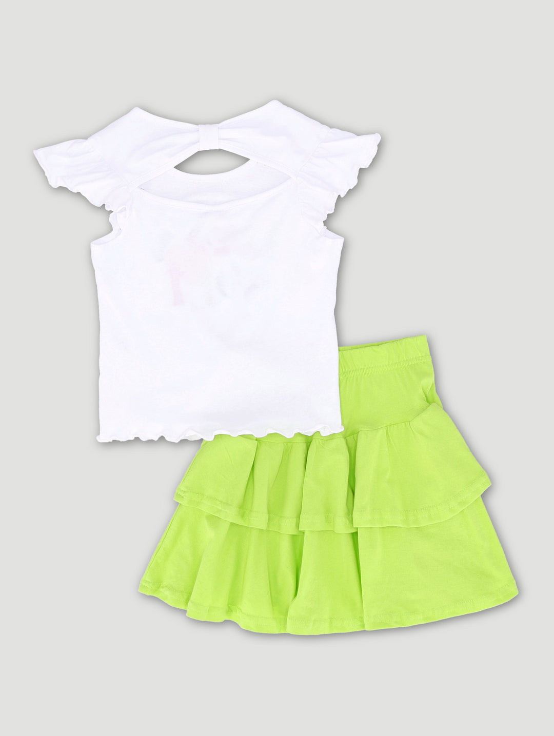 Pre-Girls Lime Green Skirt And Logo Top Set - Green