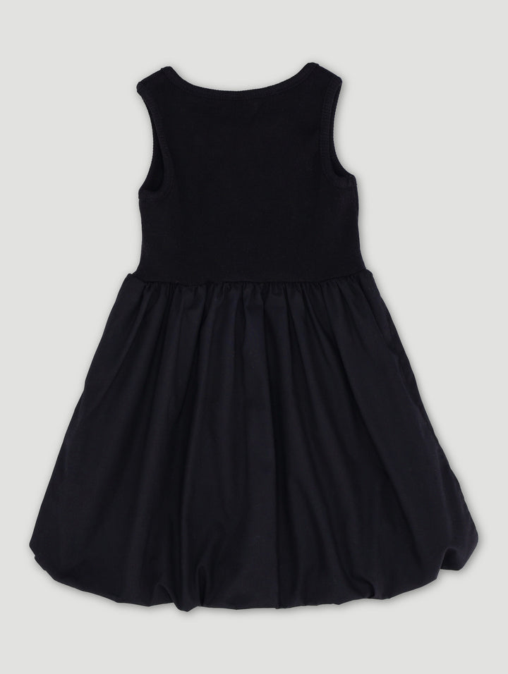 Pre-Girls Poplin Rib Bubble Dress - Black