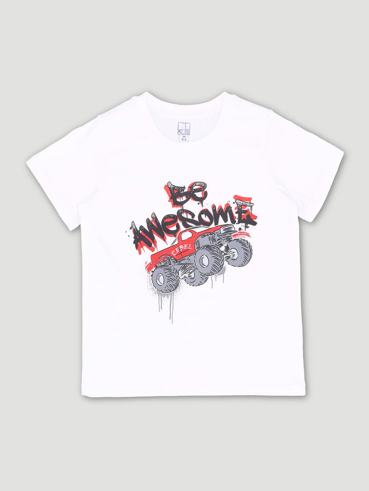 Pre-Boys Be Awesome Truck Tee - White