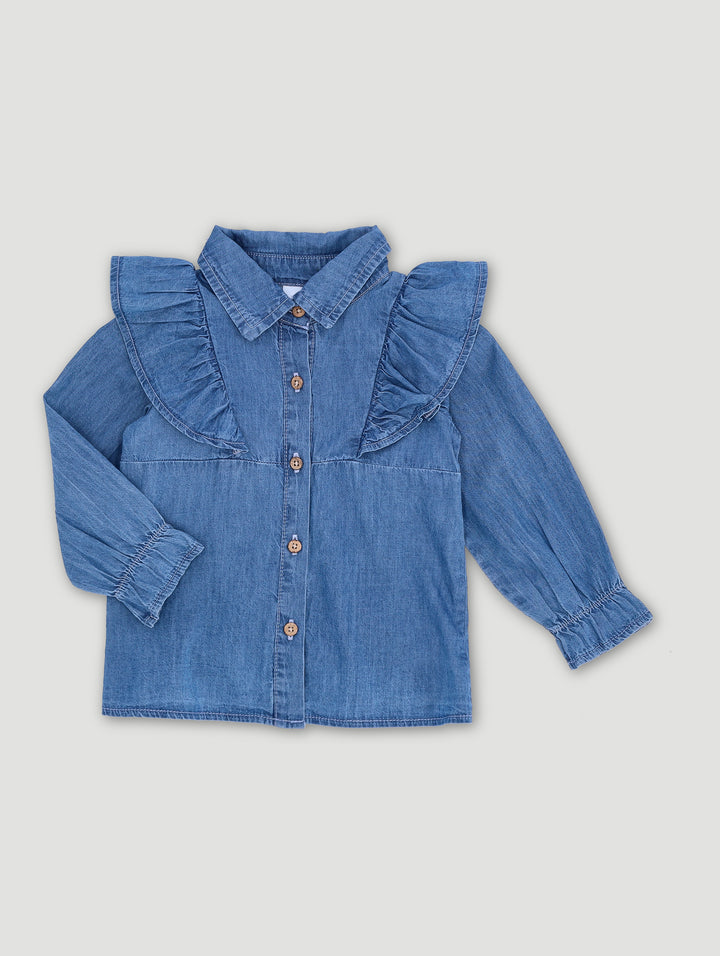 Baby Girls Denim Shirt - Blue