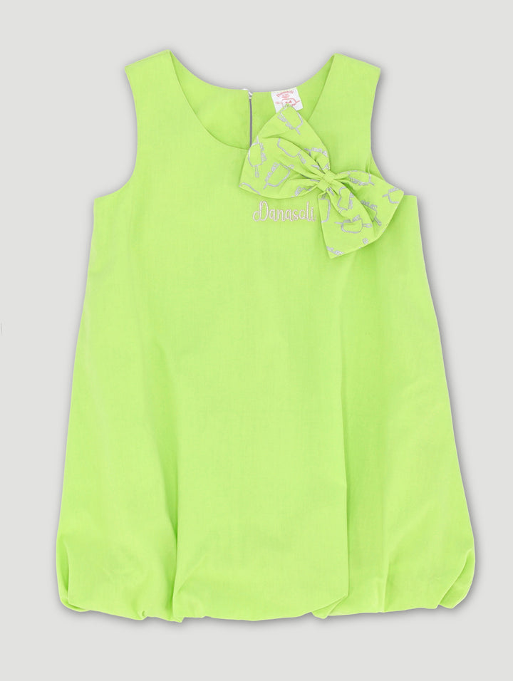 Pre-Girls Danasoli Bubble Dress With Glitter Bow - Lime