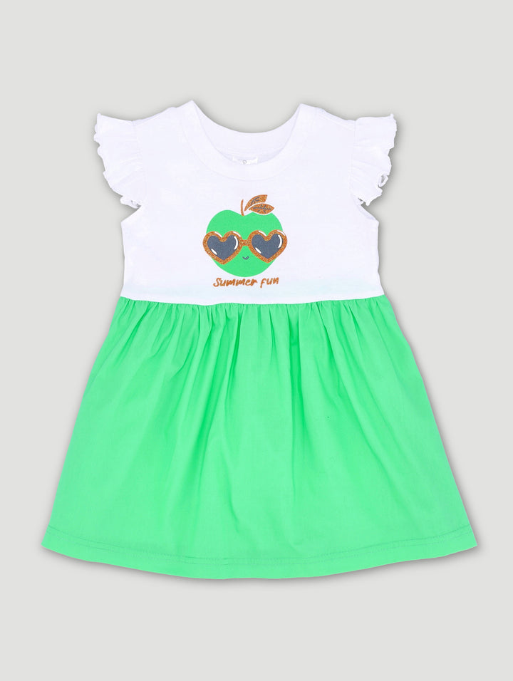 Baby Girls Combo Dress - Green