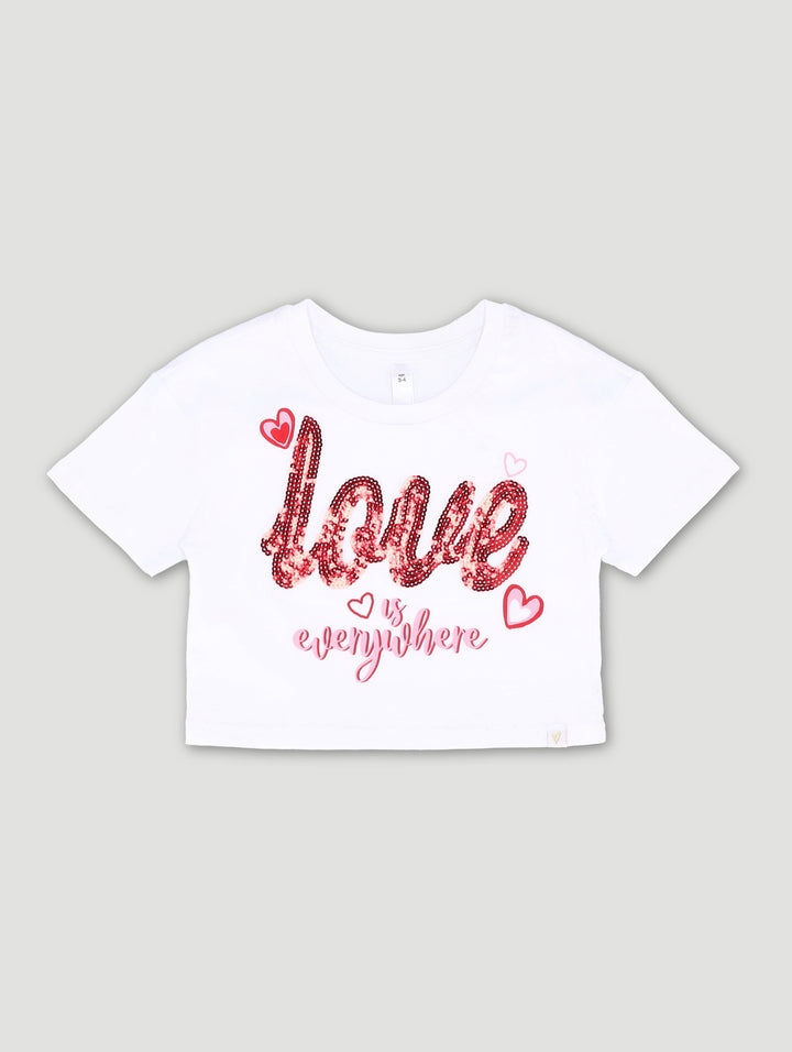 Pre-Girls Sequin Applique Christmas Tee - White