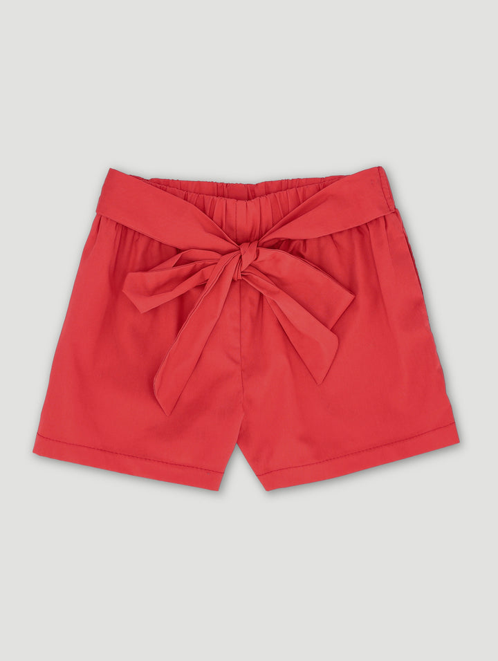 Pre-Girls Paperbag Poplin Short - Red