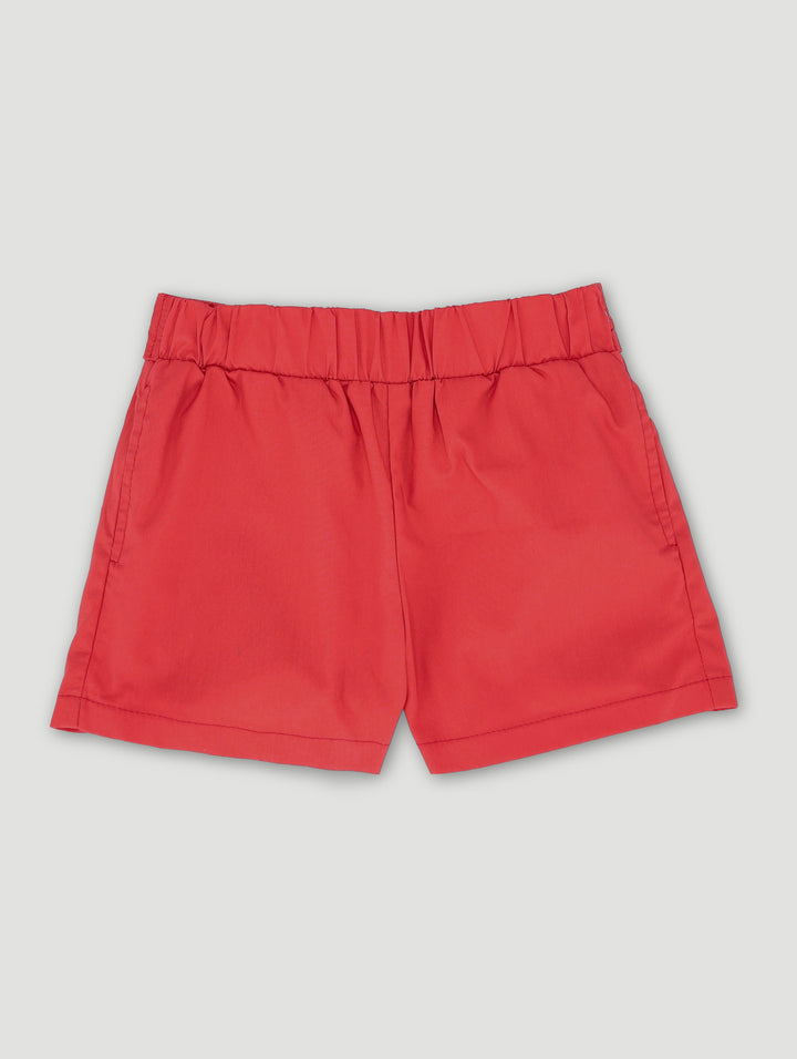 Pre-Girls Paperbag Poplin Short - Red