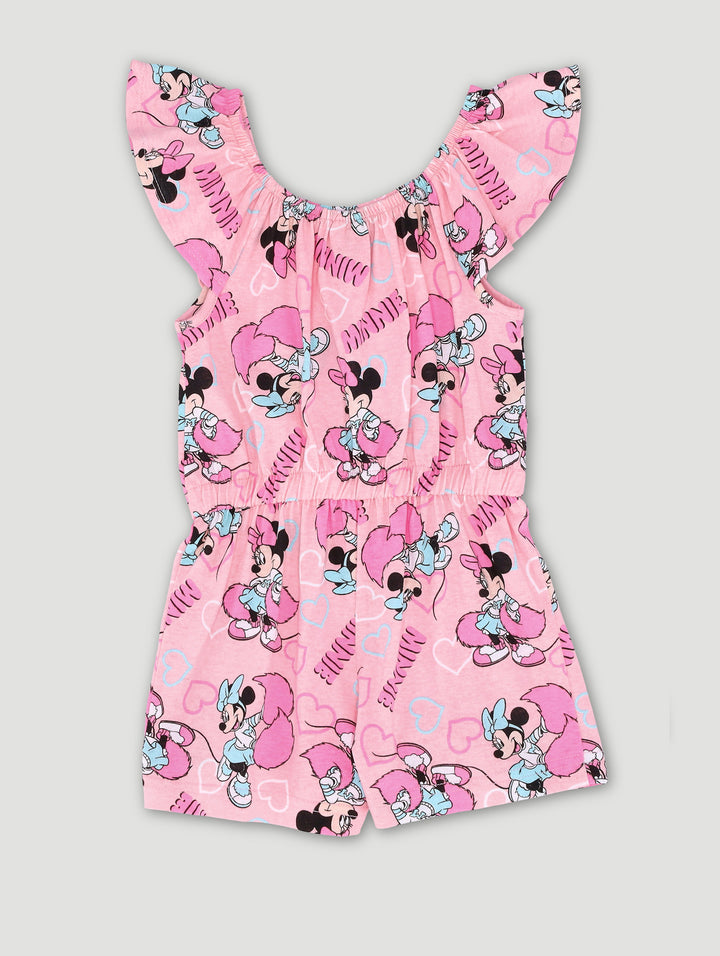 Pre-Girls Minnie Mouse Print Jumpsuit - Pink