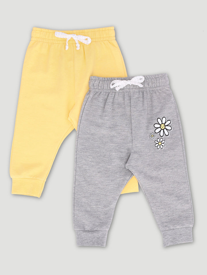 Baby Girls 2 Pack Jogger -Grey Melange/Banana Cream