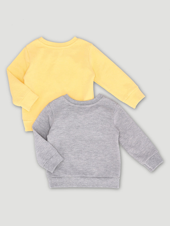 Baby Girls 2 Pack Sweat Top - Grey Melange/Banana Cream