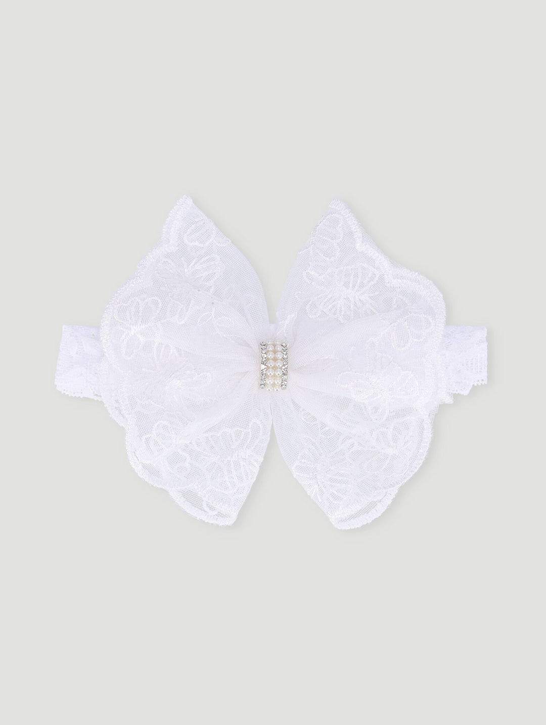 Baby Girls Lace Bow Headband - White